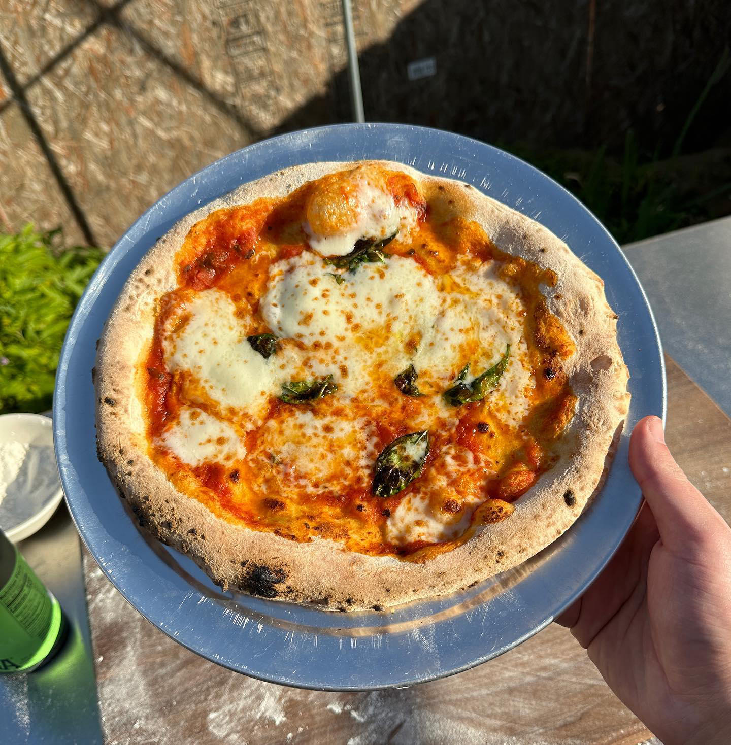 margherita pizza during the golden hour